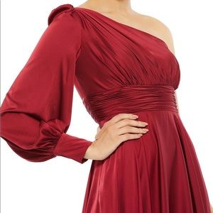Mac Duggal One shoulder long sleeve A-line gown